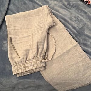 Saks fifth Ave beige linen wide leg pants